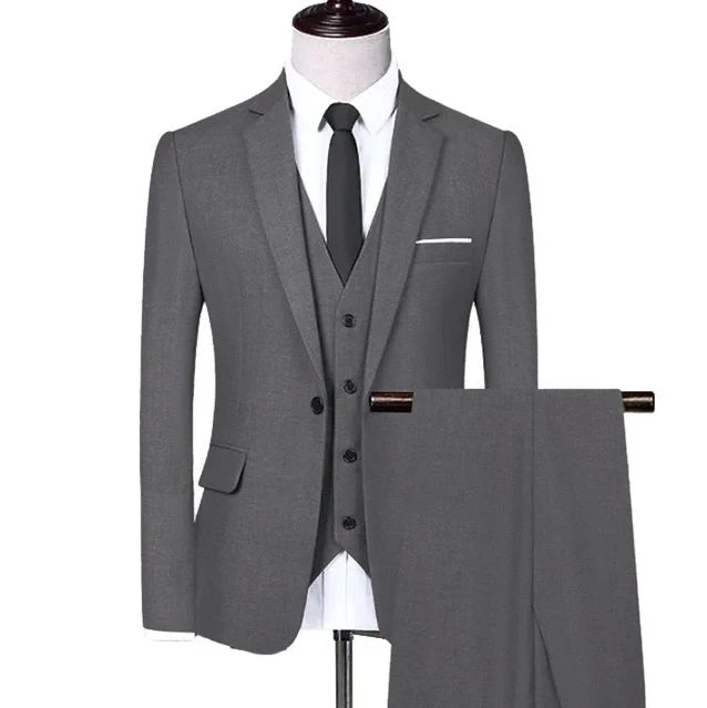 Men Suit Blazers For Wedding 3 Pieces 2 Sets Elegant Luxury Business Vest Pants Coats 2024 Formal Jackets Korean