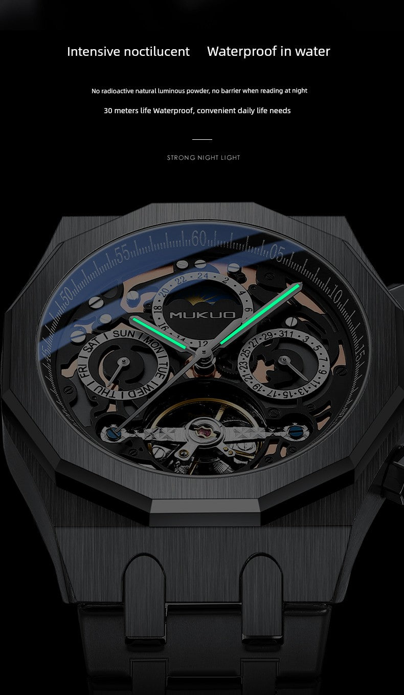 Hollow Personality Black Horse German Automatic Mechanical Watch