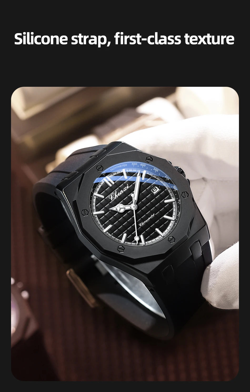 CHENXI Mens Luxury Casual Watch Top Brand Fashion Dial Stainless Steel Calendar Luminous Waterproof Men Watch Male Clock