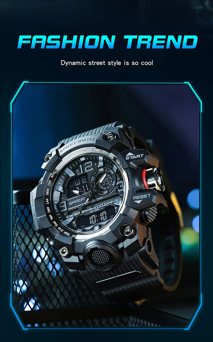 SANDA G style New Men Watch 50M Waterproof Sports Military Quartz Watch For Male Electron Digital Wristwatch Reloj De Hombre