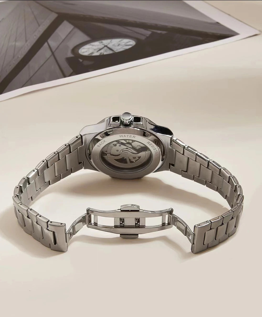 LONGLUX automatic man watch luxury wholesale mechanical wristwatches stainless steel skeleton waterproof mens watch men gift