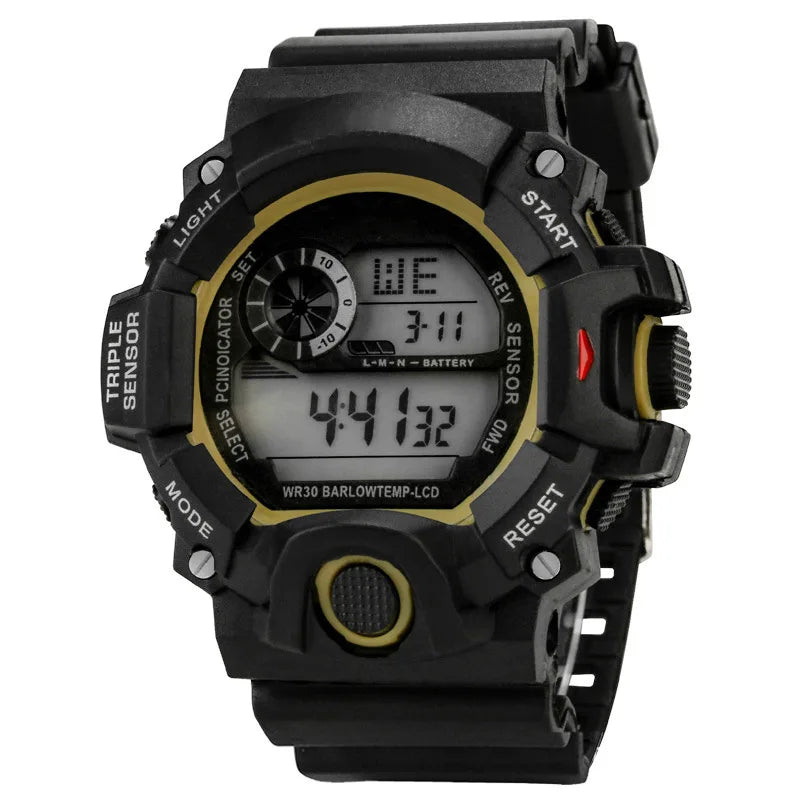 YIKAZE Y73 Men's Watch Digital Sports Electronic Wristwatch Large Dial Multifunctional Waterproof Luminous Alarm Male's Bracelet