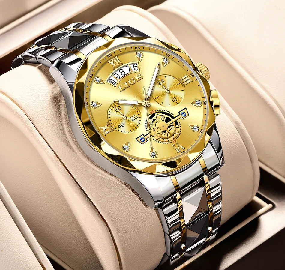 LIGE 2024 Fashion Mens Watch Luxury Business Waterproof Sports Quartz Wristwatches Luminous Date Casual Watches Men Reloj Hombre