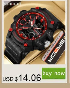 SANDA 6162 Men's Electronic Watch Creative Sports Waterproof Luminous Chronograph Pointer Digital Dual Display Wristwatches