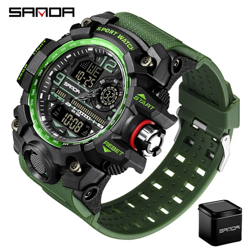 SANDA 3133 2022 G Style New Men's Watches 50M Waterproof Shock Sports Military Quartz Watch For Male Digital Wristwatch Clock