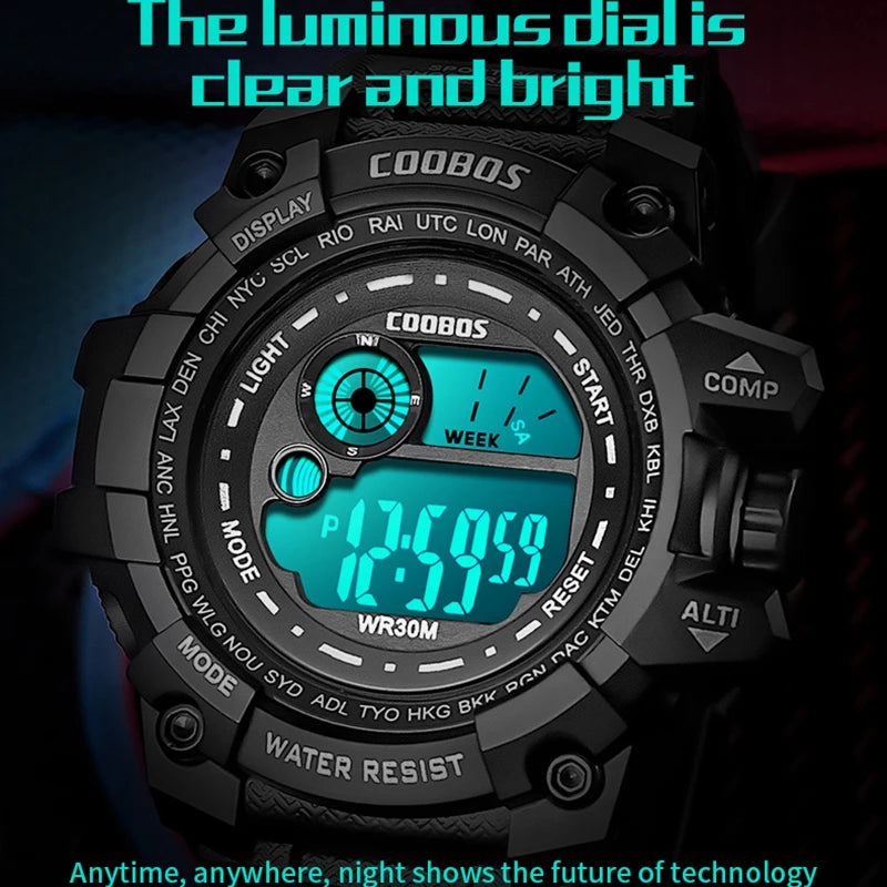 Waterproof Sport Men Watches 2024 Luxury Luminous Silicone Strap Military Wristwatch Man Calendar LED Digital Male Watch Hombre