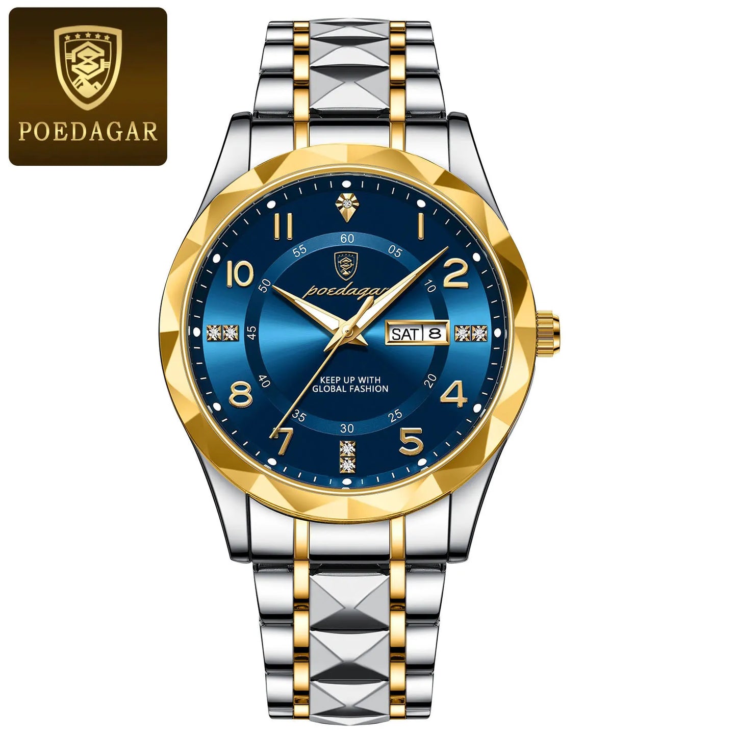 POEDAGAR Luxury Man Wristwatch Waterproof Luminous Date Week Men Watch Sport Stainless Steel Quartz Men's Watches Male reloj+box