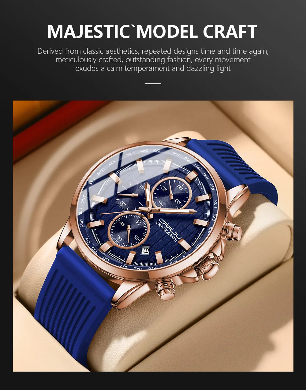 CRRJU Men Watch Silicone Strap Top Brand Luxury Sports Quartz Waterproof Luminous Auto Date Wristwatch Relogio Masculino