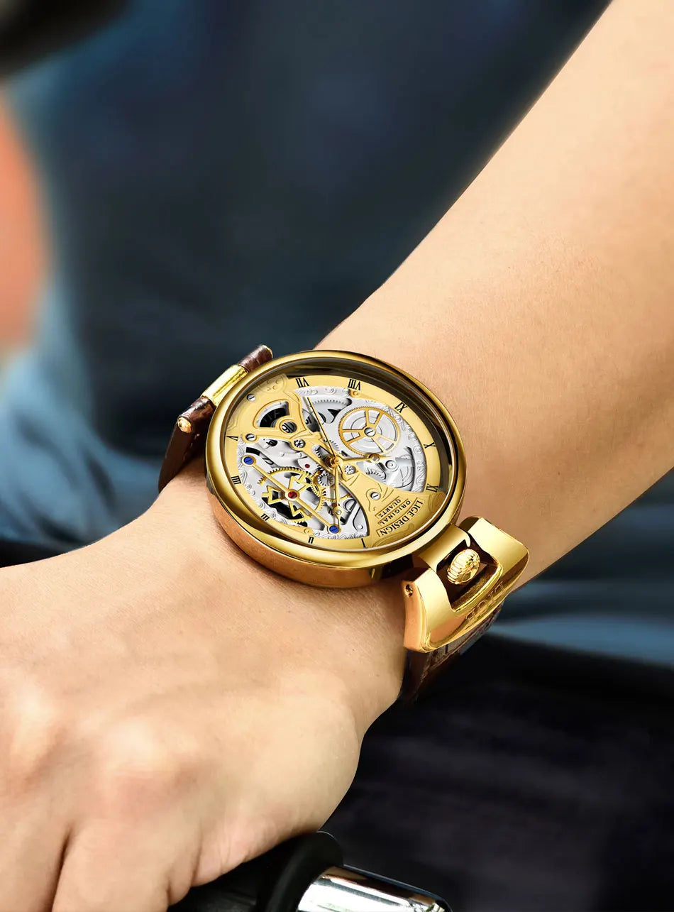 2023 LIGE Men Watches Top Brand Luxury Brown Leather Chronograph Sport Watch For Men Fashion Date Waterproof Clock Reloj Hombre