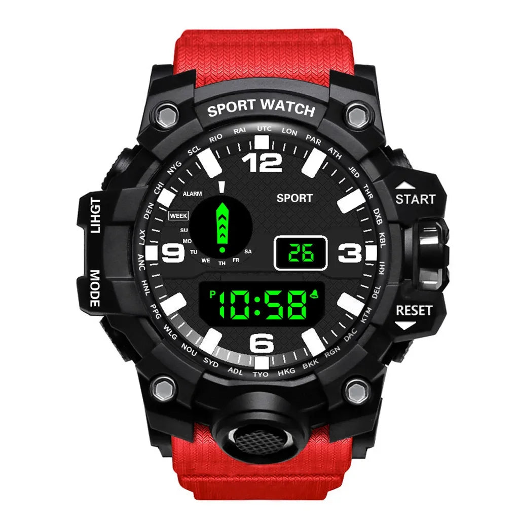 YIKAZE Y12 Men's Sports Watch Waterproof Luminous Men Sport Watch Multifunction Digital Electronic Wristwatch Clock for Boy Kids