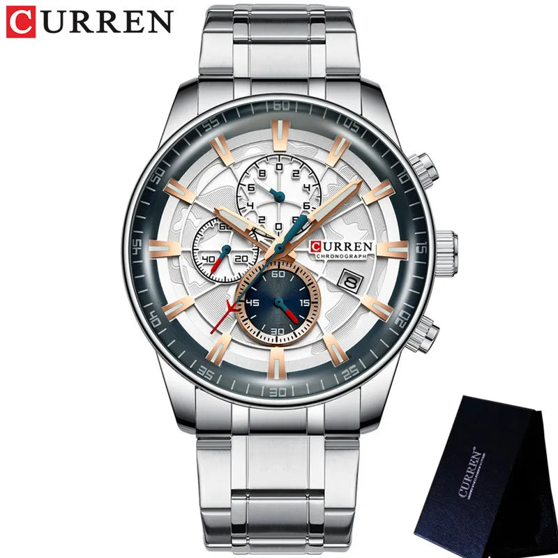 CURREN Man WristWatch Waterproof Chronograph Men Watch Military Top Brand Luxury Gold Stainless Steel Sport Date Male Clock 8362