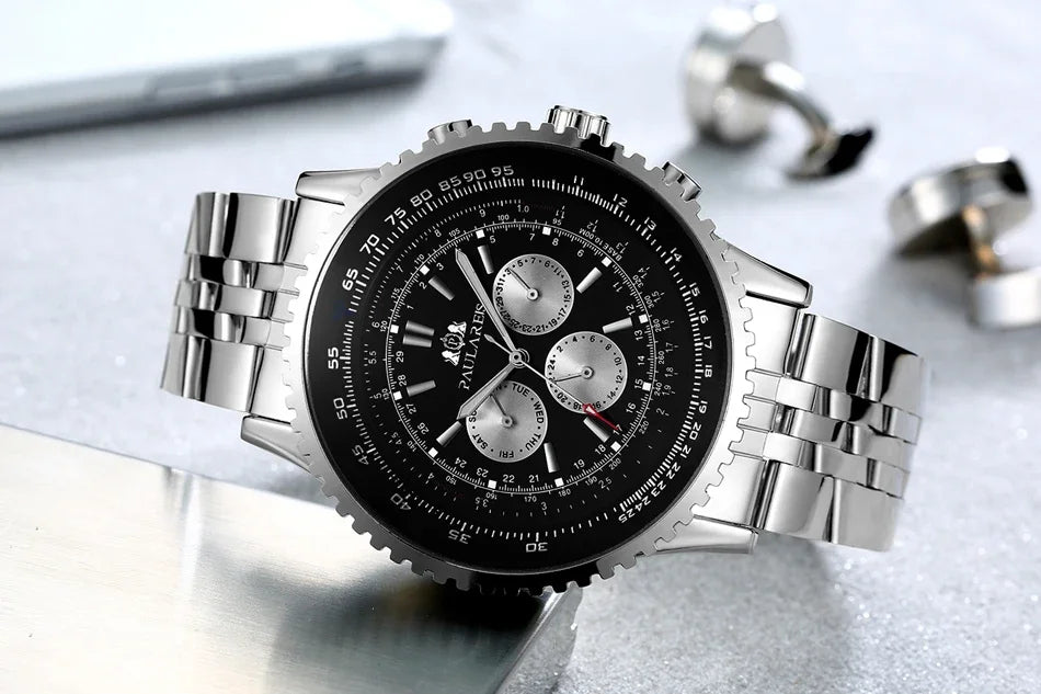 Automatic Mens Watch Mechanical Self Wind Movement Stainless Steel Fashion Sports Blue Black Big 50mm Classic Fashion Watches