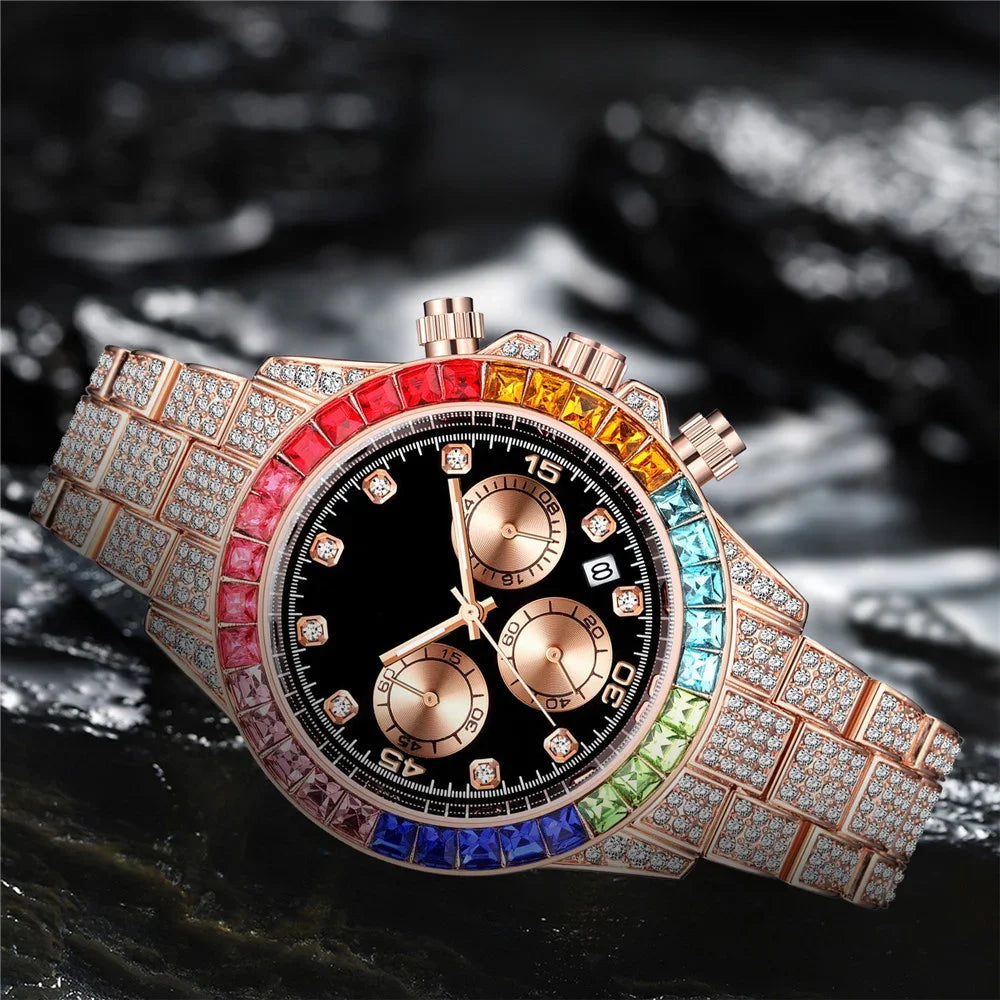 Luxury Men Colorful Watches Gold Silver Big Dial Man Wristwatch Sport Business Male Clock Relogio Masculino