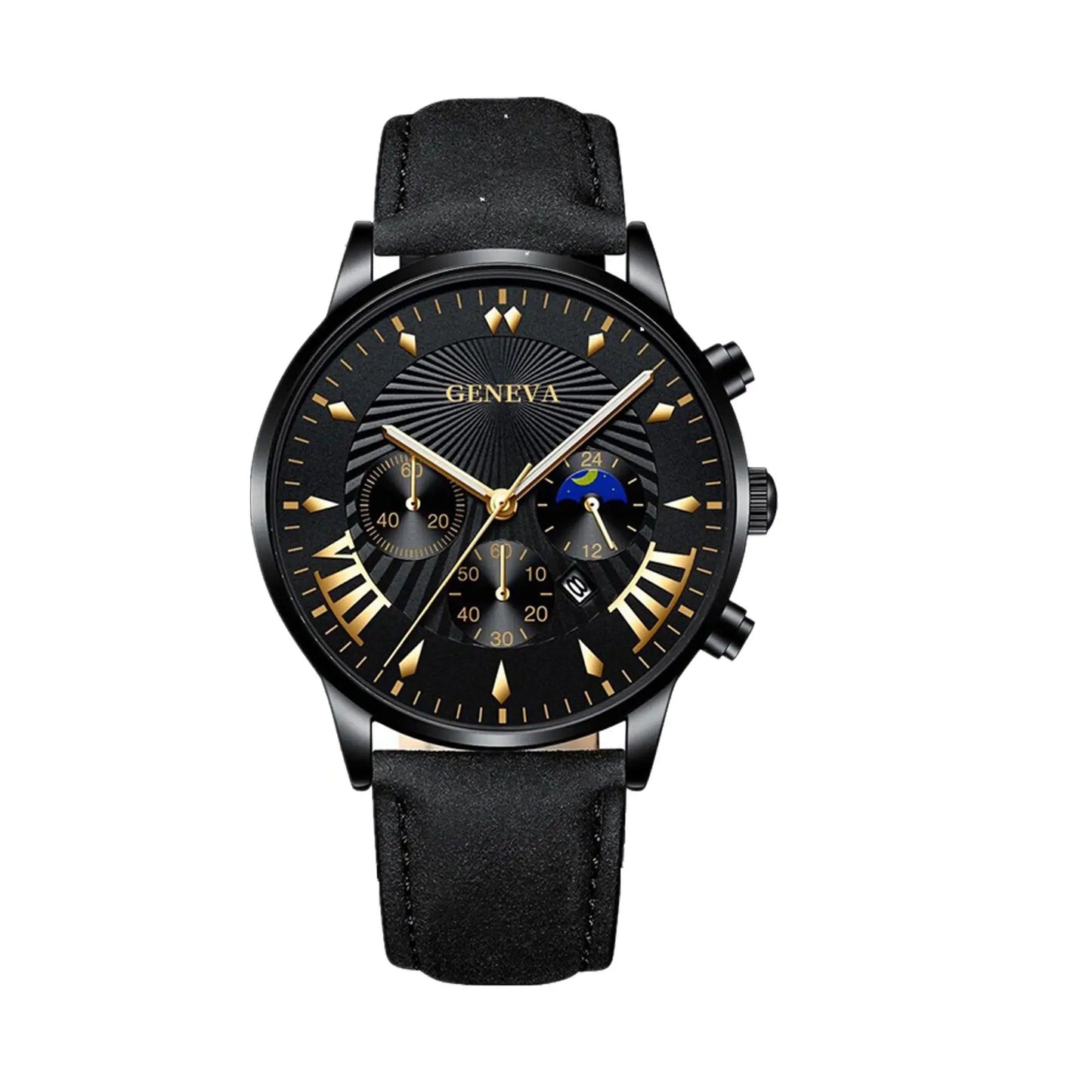 2PCS Set Fashion Mens Sports Watches Man Business Leather Bracelet Quartz Watch Luxury Men Casual Calendar Clock Reloj Hombre