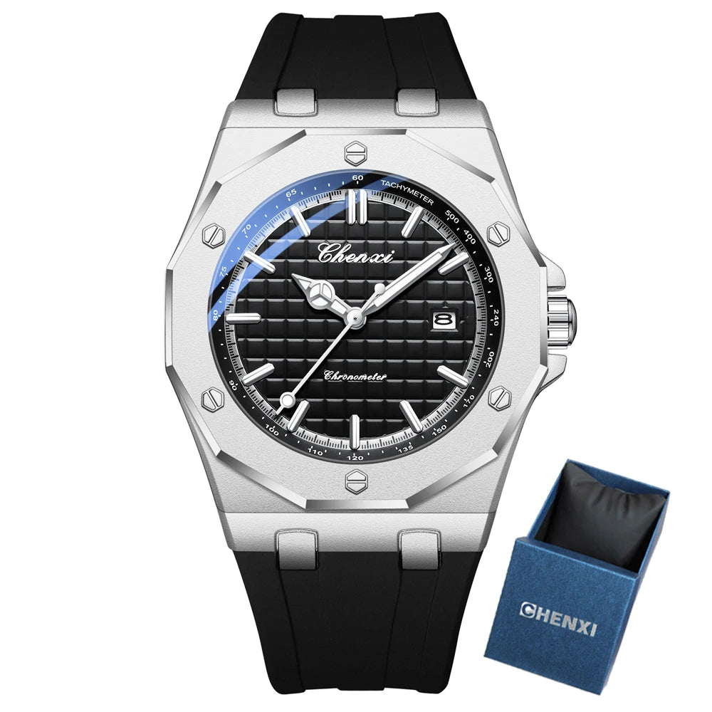 CHENXI Mens Luxury Casual Watch Top Brand Fashion Dial Stainless Steel Calendar Luminous Waterproof Men Watch Male Clock
