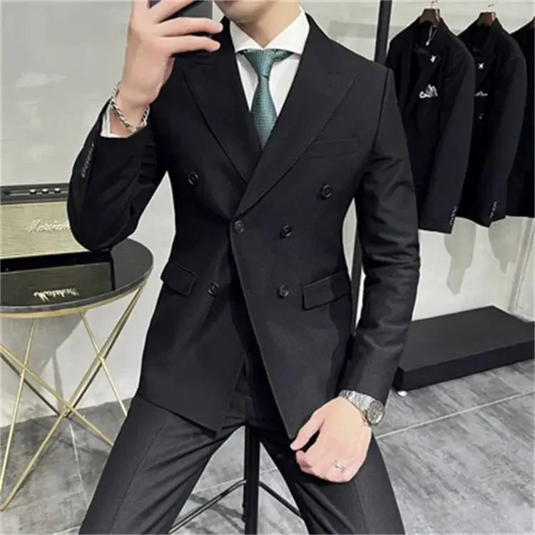 Full Suit for Men Trends Costumes Blazer High Quality 2024 2 Piece Outfit Set Man Slim Fit Elegant Ceremony Pants Gentleman