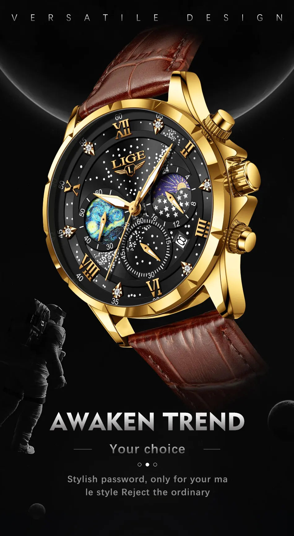 LIGE Men Watches Casual Sport Watch Men Luxury Waterproof Date Luminous Chronograph Wristwatch Male Quartz Watches Leather Clock