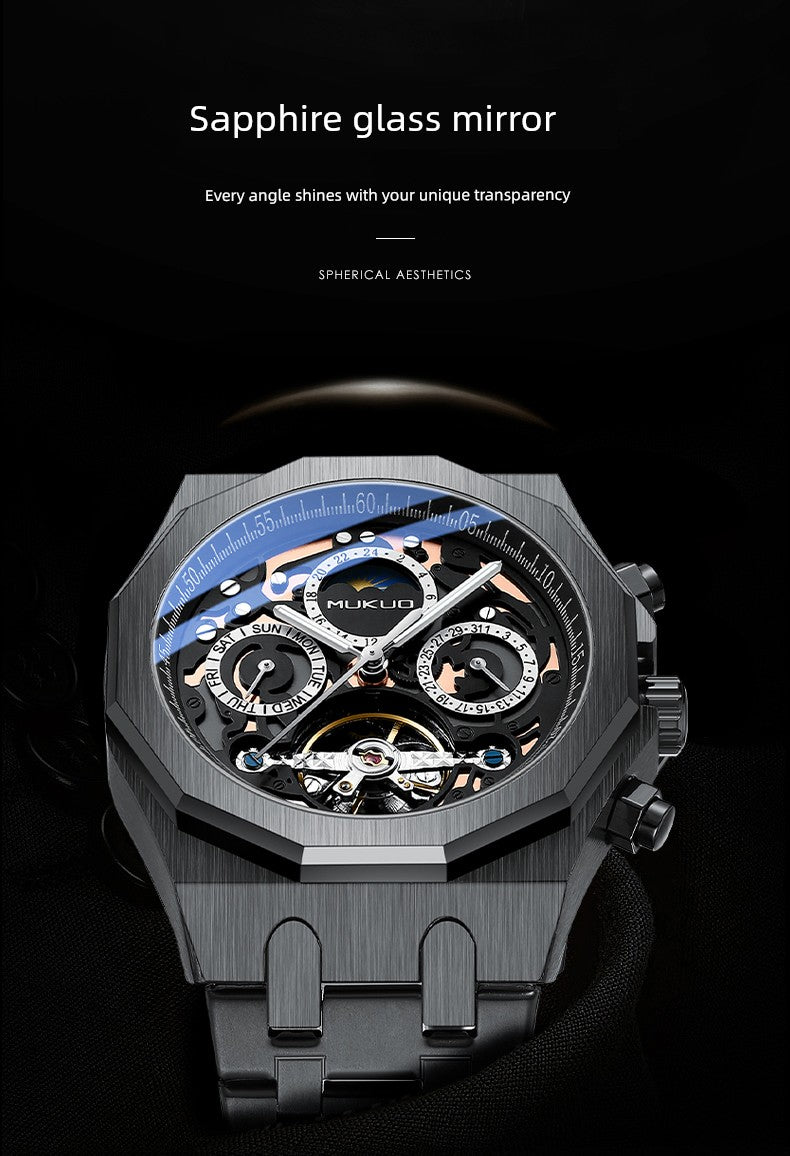 Hollow Personality Black Horse German Automatic Mechanical Watch