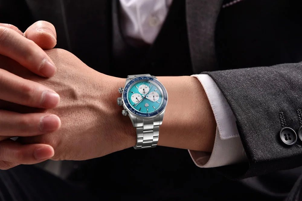RollsTimi Mens Watch 2024 NEW Top Luxury Chronograph Stainless steel Japan TMI Vk63 Quartz Watches for Man Sapphire Wristwatch