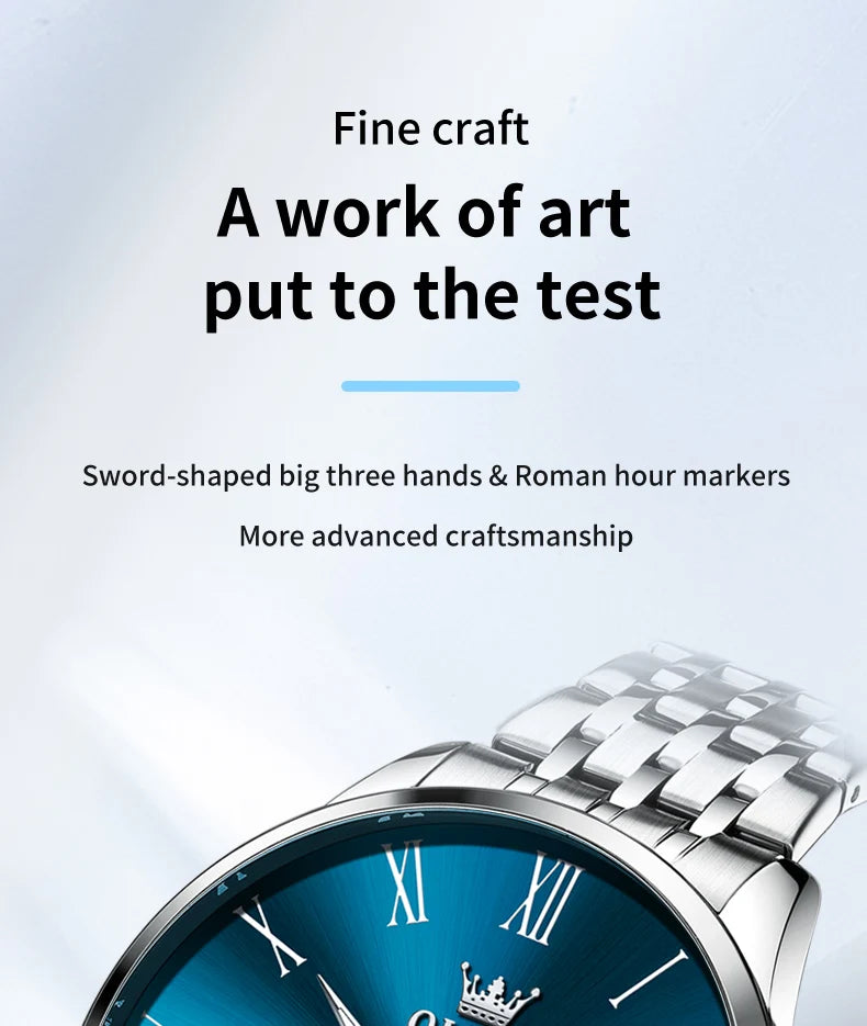 OLEVS 3633 Men's Watch Business Simply Original Quartz Watch for Man Waterproof Luminous Stainless Steel Dual Calendar Display
