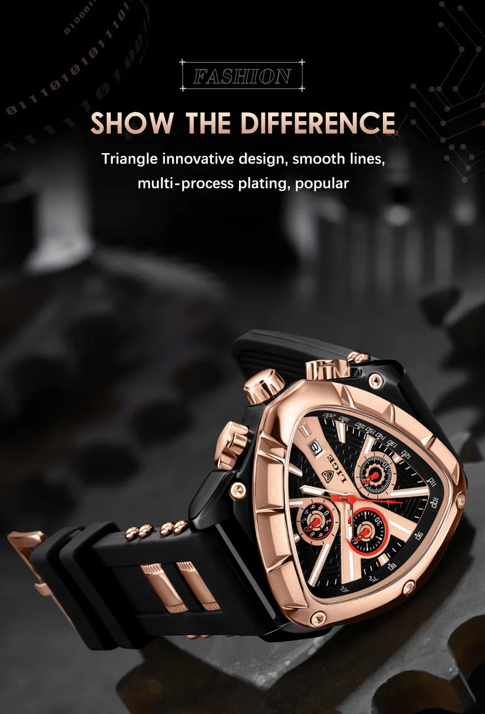 LIGE Fashion Men Watch Triangle Chronograph Military Wristwatch Sport Army Mens Watches Luxury Waterproof Quartz Clock Man Reloj