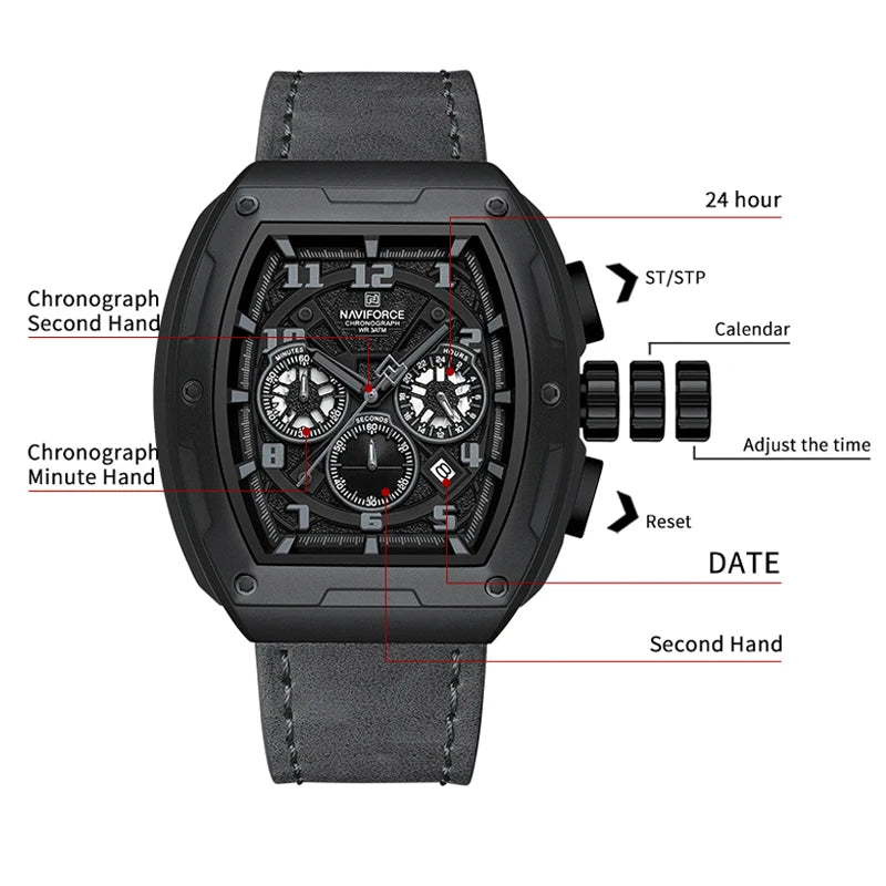 New NAVIFORCE Trend Brand Sport Quartz Chronograph Watches Men Fashion Water Resistant Casual Wristwatch Clock Relogio Masculino