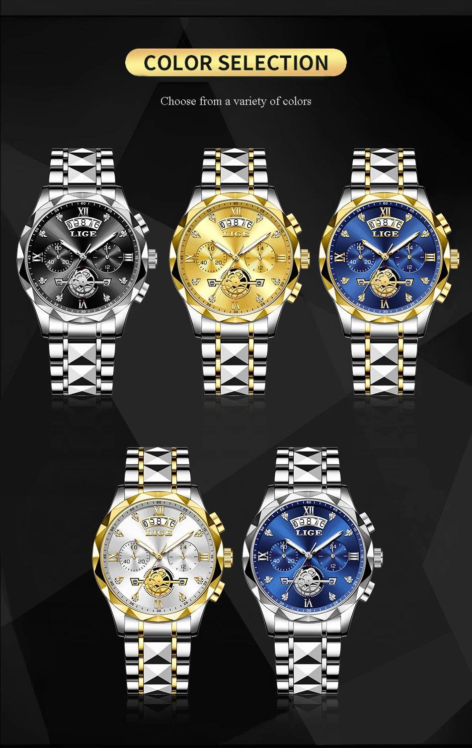 LIGE 2024 Fashion Mens Watch Luxury Business Waterproof Sports Quartz Wristwatches Luminous Date Casual Watches Men Reloj Hombre
