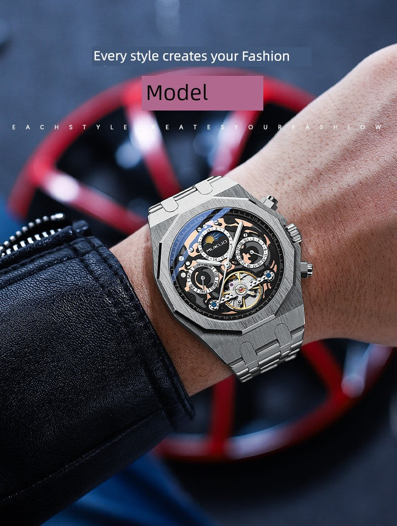 Hollow Personality Black Horse German Automatic Mechanical Watch