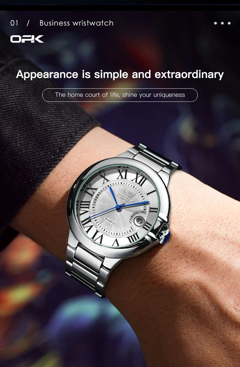 OPK 6039 Mens Watch Original Quartz Wristwatch Waterproof Luminous Watches For Man Automatic Date Watch With Box Reloj Hombre