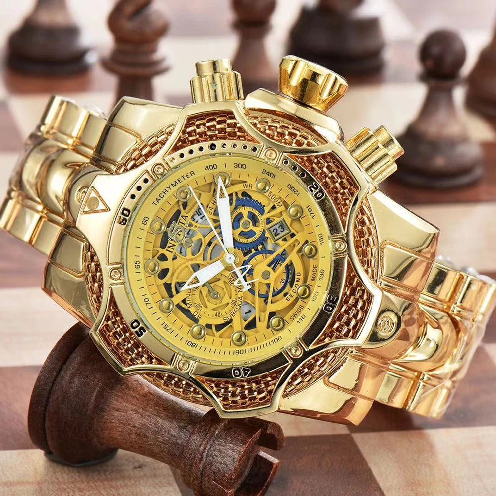 2024 Personalized Fashion Watch Men's Quartz Watch Large Plate Multi functional Alloy Strap Life Waterproof Watch