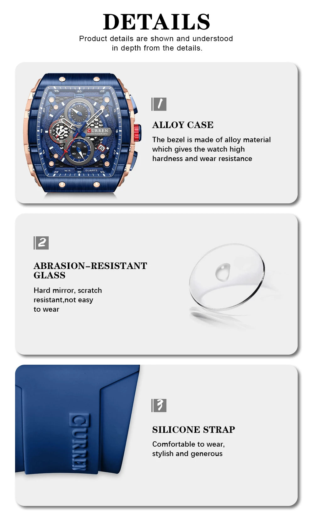 Curren 8442 Men Watch Date Business Stainless Steel Quartz Casual Luxury Fashion 6-Hand Relogio Masculino