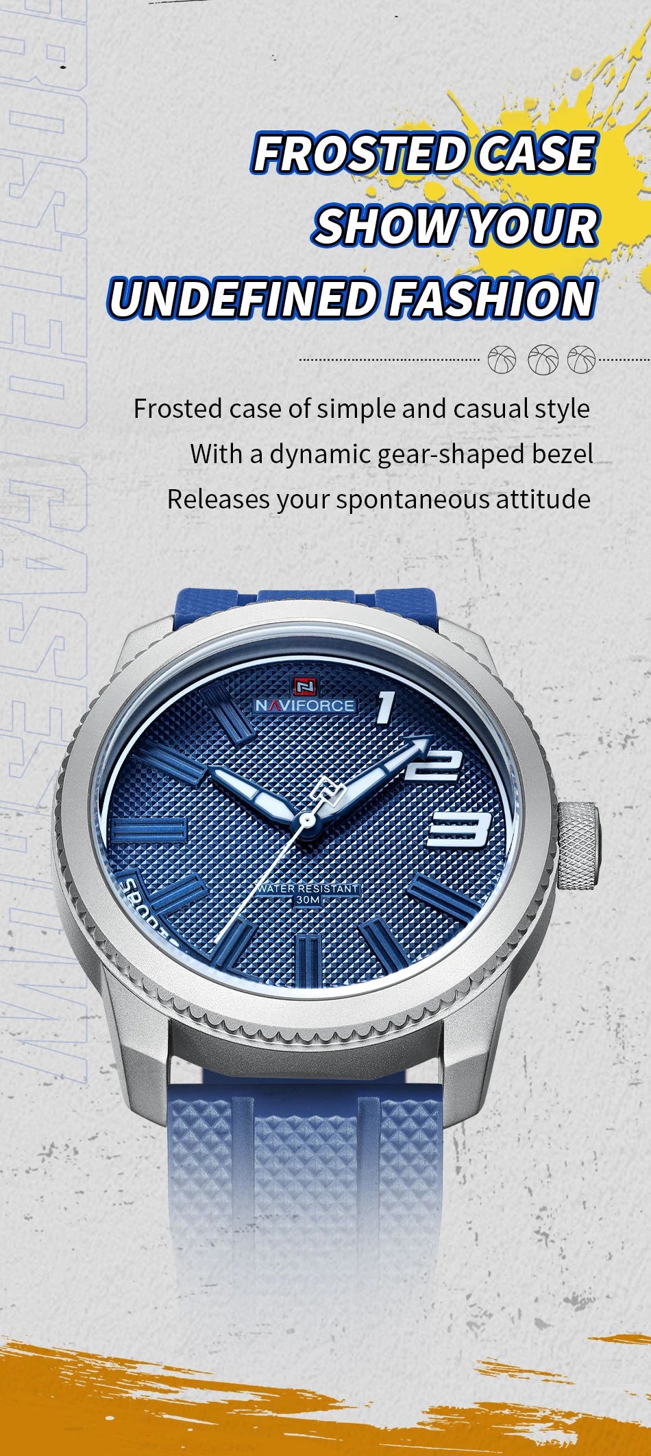 NAVIFORCE Top Brand Watch Men Fashion Casual Waterproof Simple Style Quartz Wristwatch Military Male TPU Strap Clock