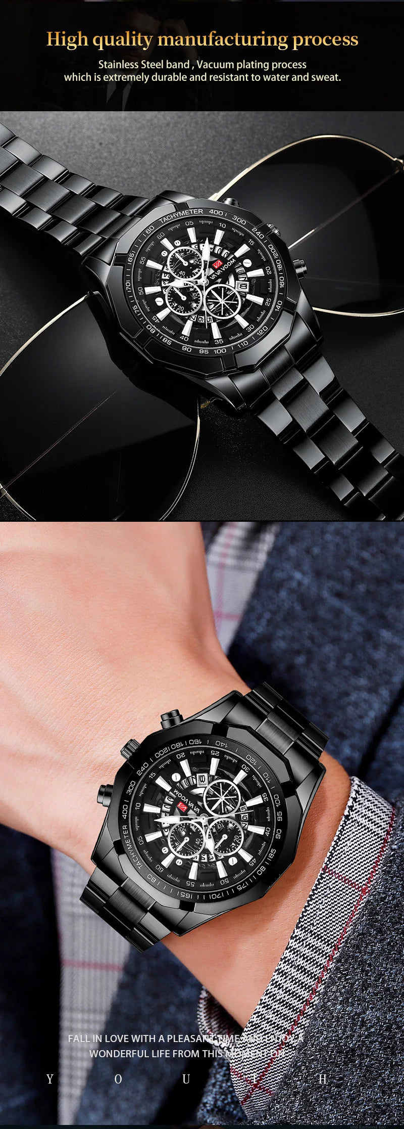 Luminous Military Watch For Men Sport Fashion Waterproof Stainless Steel Quartz Wristwatches Luxury Brand Date Mens Watches 2023