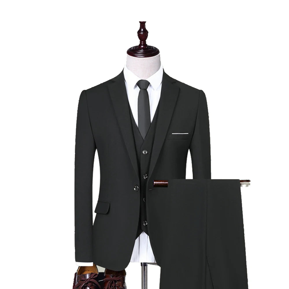 Men Suit Blazers For Wedding 3 Pieces 2 Sets Elegant Luxury Business Vest Pants Coats 2024 Formal Jackets Korean