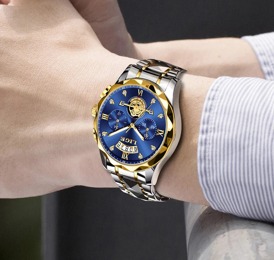 LIGE 2024 Fashion Mens Watch Luxury Business Waterproof Sports Quartz Wristwatches Luminous Date Casual Watches Men Reloj Hombre