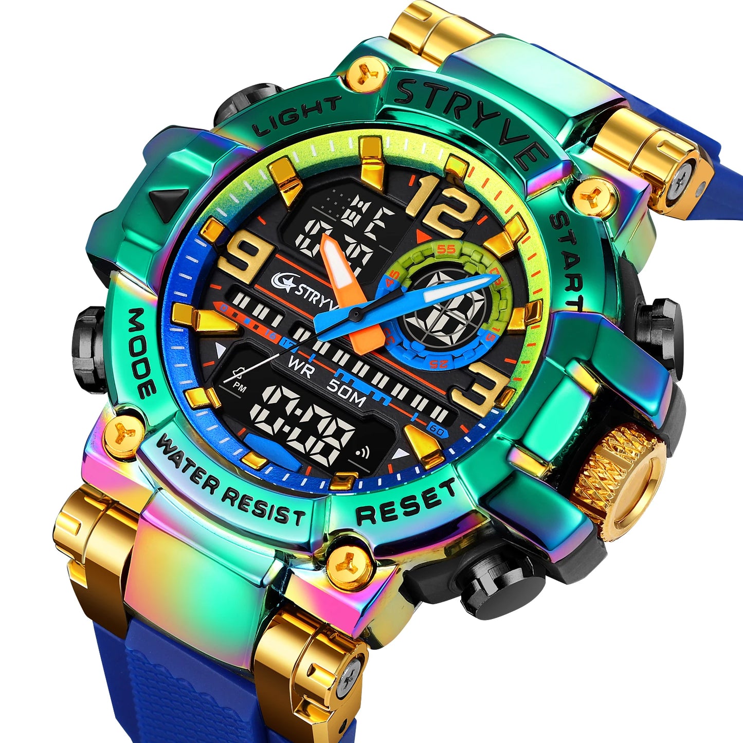 New STRYVE Watch for Men's High Quality Digital-Analog Dual Movement 5ATM Waterproof Watches Fashion Sports Men's Watch 8025