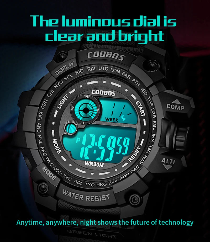 Waterproof Sport Men Watches 2024 Luxury Luminous Silicone Strap Military Wristwatch Man Calendar LED Digital Male Watch Hombre