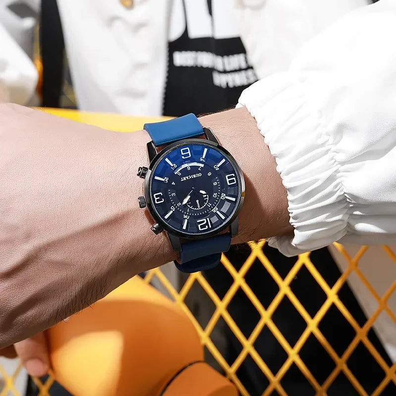 Silicone Jelly Men Watches Big Dial Quartz Wristwatches Simple Watches Reloj Male Casual Watch Clock Gift Reloj Hombre