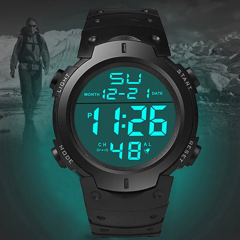 YIKAZE Men's Digital Watches Waterproof Outdoor Men Sports Watch Fitness Electronic Watch Military Sports Clock Kids Gifts