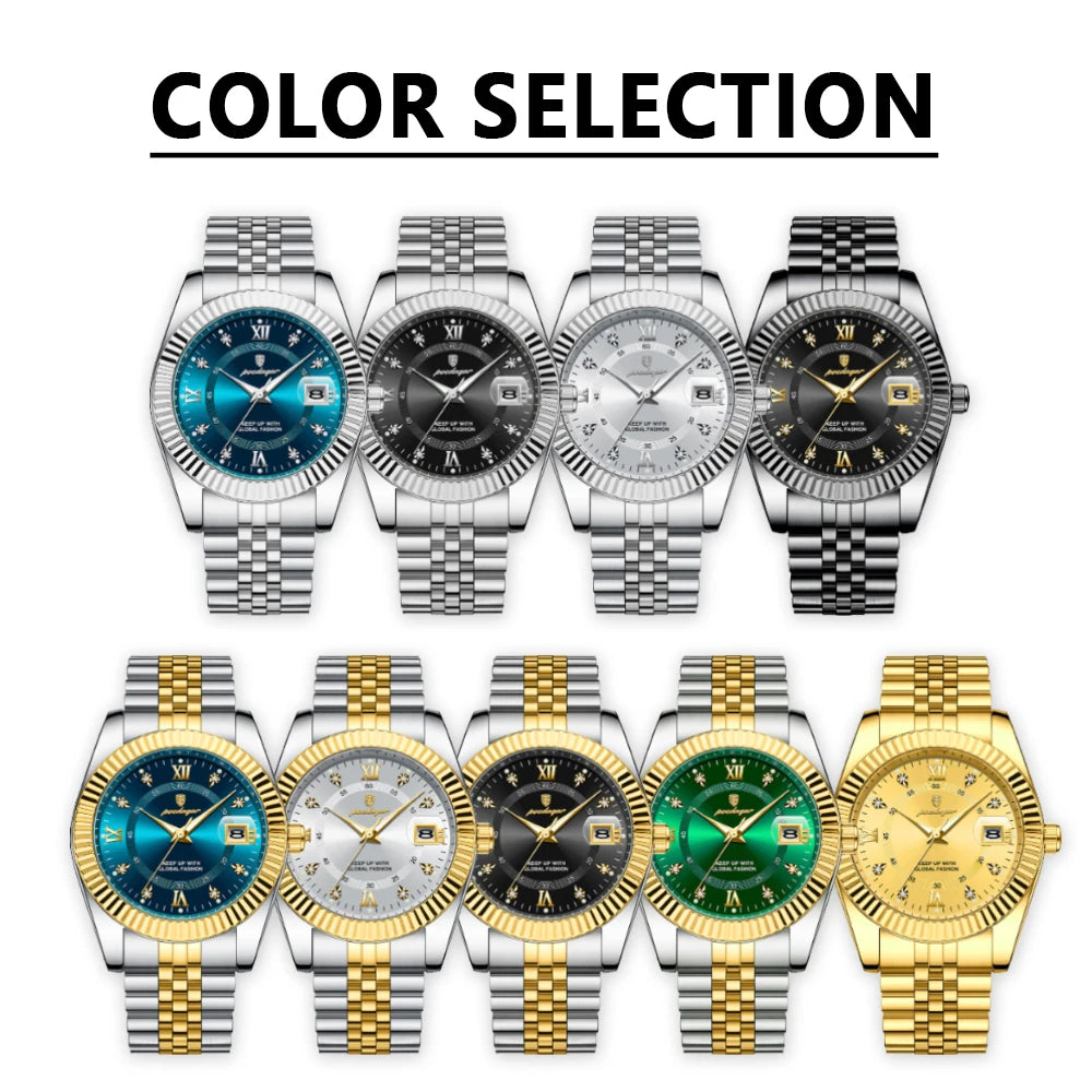 POEDAGAR Classic Men's Watches Luxury Fashion Threaded Bezel Watch for Man Luminous Date Waterproof Original Quartz Wristwatch