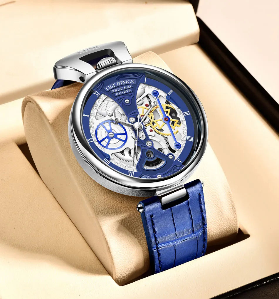 2023 LIGE Men Watches Top Brand Luxury Brown Leather Chronograph Sport Watch For Men Fashion Date Waterproof Clock Reloj Hombre
