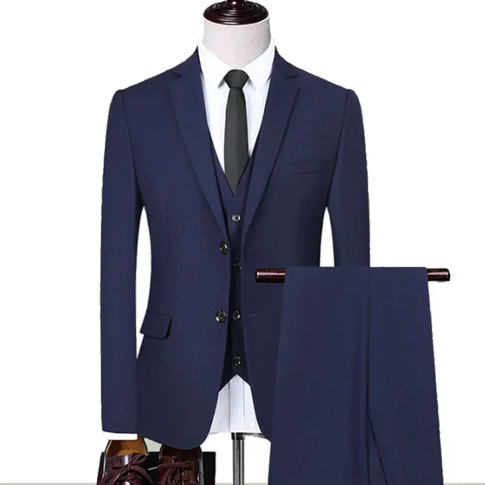 Men Suit Blazers For Wedding 3 Pieces 2 Sets Elegant Luxury Business Vest Pants Coats 2024 Formal Jackets Korean