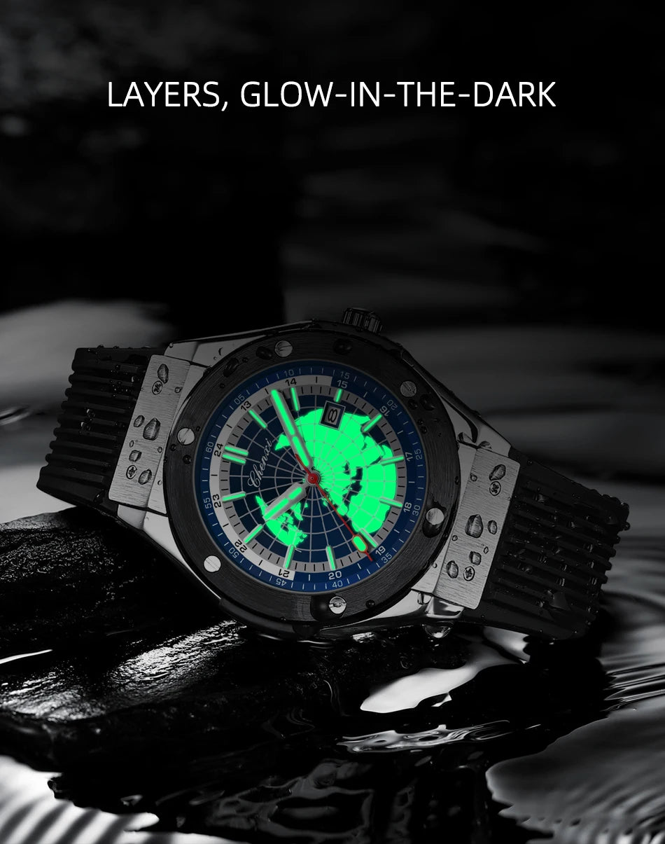 CHENXI 82442 Quartz Watch Men Casual Luxury Sport Watches Brand World Map Military Waterproof Wrist Watch for Male Clock Gift