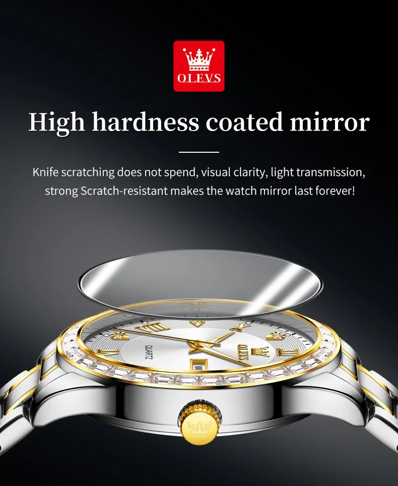 OLEVS 9906 Quartz Men's Watch Classic Fashion Men's Business Waterproof Stainless Steel Diamond dial Top Luxury Brand Men Watch