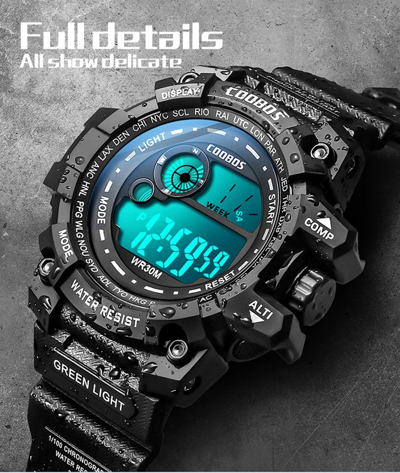Waterproof Sport Men Watches 2024 Luxury Luminous Silicone Strap Military Wristwatch Man Calendar LED Digital Male Watch Hombre