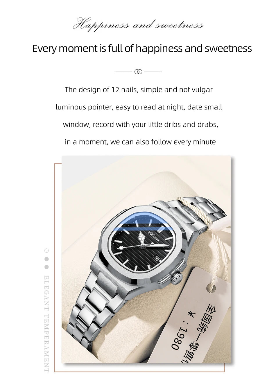 CHENXI 8222 Luxury Stainless Steel Wristwatch Quartz Waterproof Luminous Men Watches Reloj Hombre часы мужские наручные