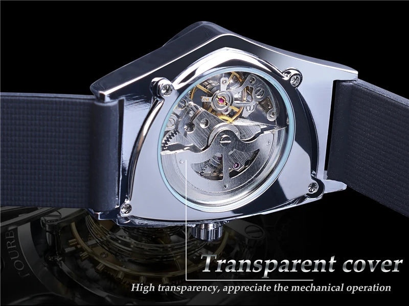 Winner 395R WINNER Minimalist Automatic Watch for Men Creative Triangle Dial Brand Luxury Business Mechanical Watches Silicone