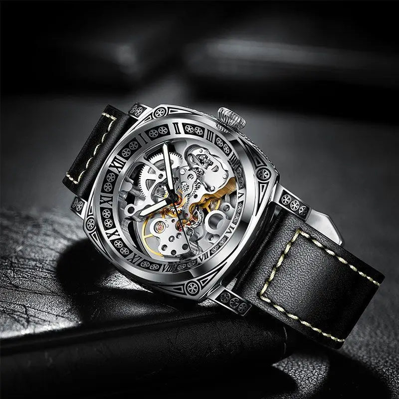 New Mens Watch Top brands Automatic man watches skeleton Fashion Male Clock Business Mechanical Wristwatch relogio masculino