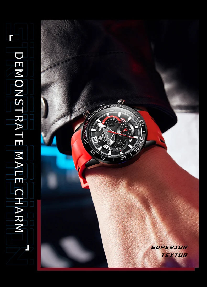 OLEVS 9936 Silicone Strap Multi-function Men Wristwatch, Waterproof Quartz Sport Watch For Men Luminous Chronograph Calendar