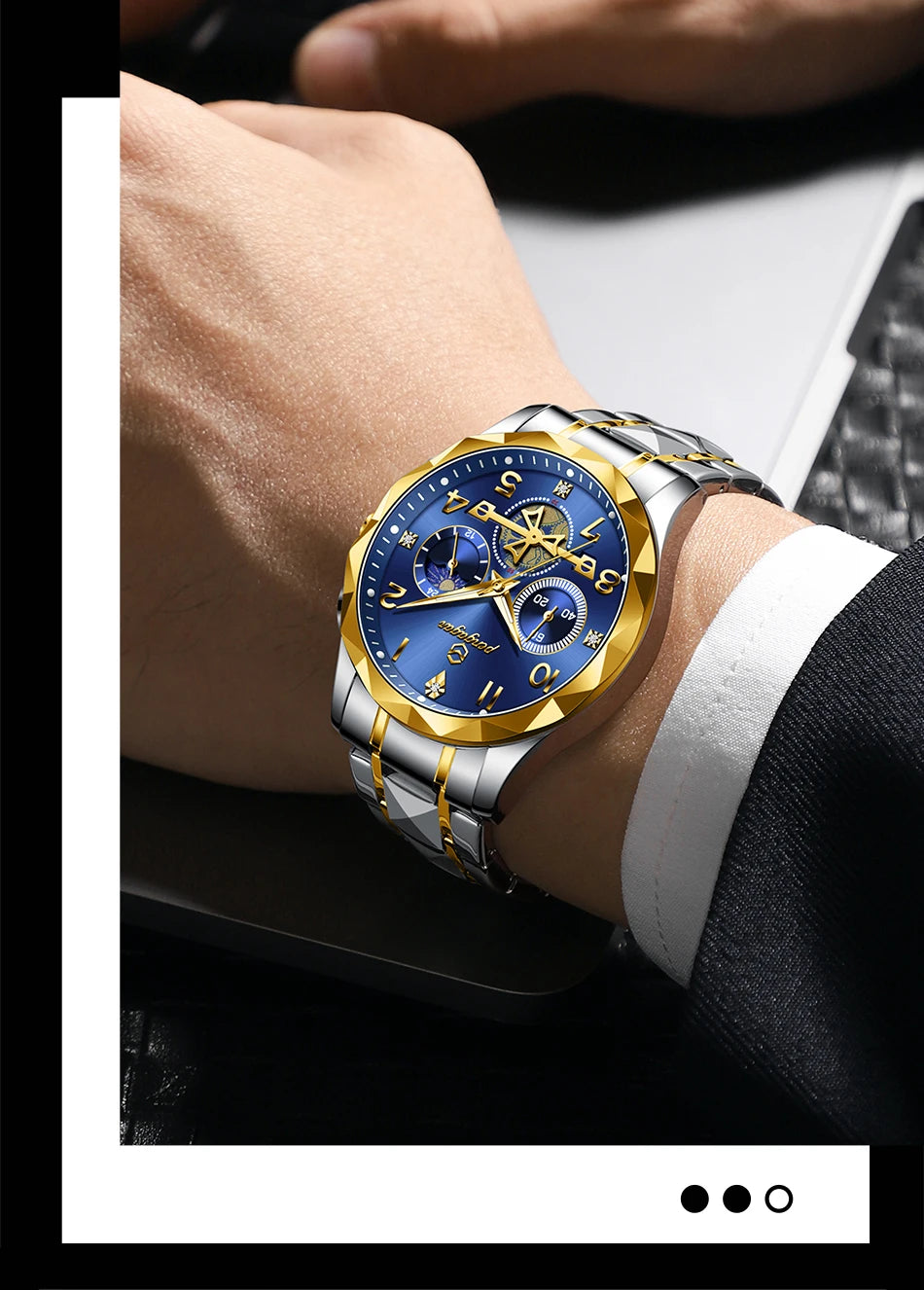 PENGAGAR Luxury Man Wristwatch Chronograph Waterproof Luminous Men Watch Stainless Steel High Quality Sport Men's Quartz Watches